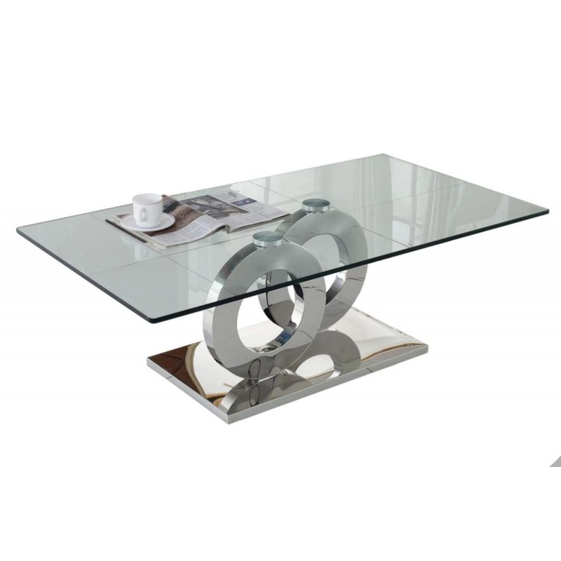 Unknown1 Mesa de barra superior de cristal cromado contemporánea con  acabado de acero rectangular de transición moderna, mediana